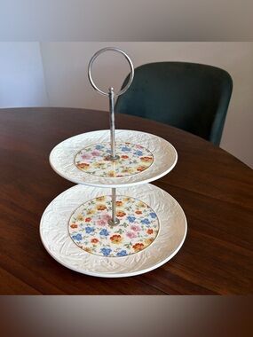 Erphila Brighton Cheery Chintz Two Tier Cake Stand Server fine china Bavaria